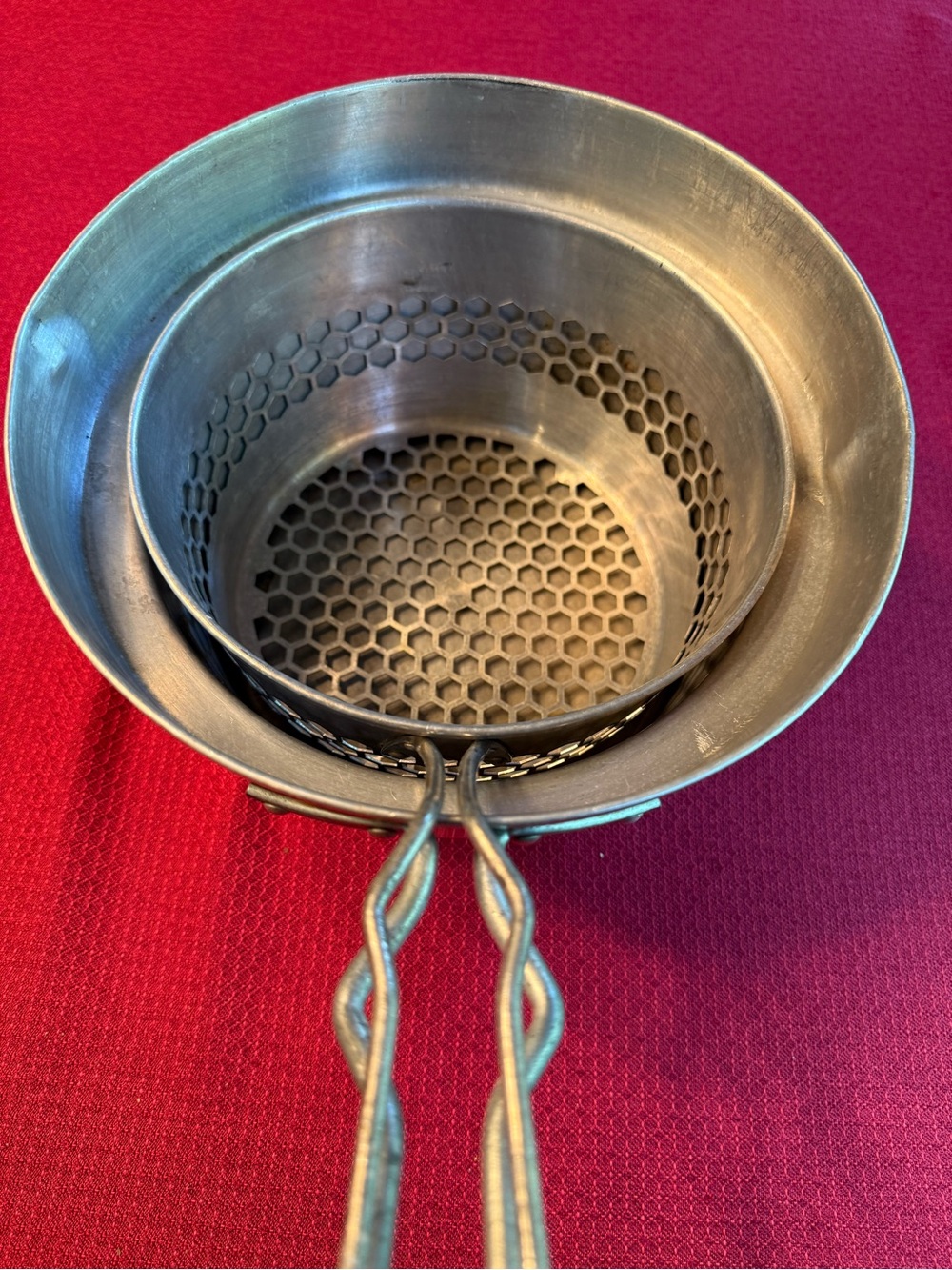 2 Piece Aluminum Pot with Fry Basket West Bend Aluminum Co. Vintage 1970s